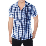 Blue Tie Dye Shibori Print Men's Shirt