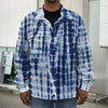 Blue Tie Dye Shibori Print Men's Shirt Jacket