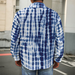 Blue Tie Dye Shibori Print Men's Shirt Jacket