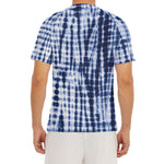 Blue Tie Dye Shibori Print Men's Short Sleeve Rash Guard