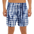 Blue Tie Dye Shibori Print Men's Split Running Shorts