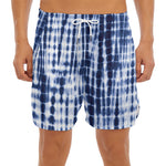 Blue Tie Dye Shibori Print Men's Split Running Shorts
