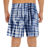 Blue Tie Dye Shibori Print Men's Split Running Shorts