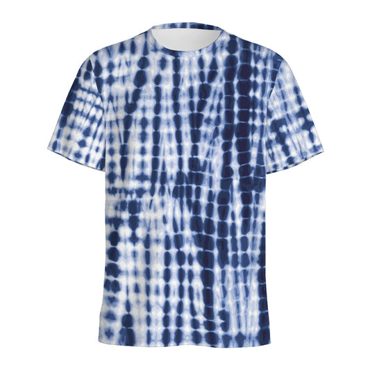 Blue Tie Dye Shibori Print Men's Sports T-Shirt