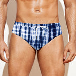 Blue Tie Dye Shibori Print Men's Swim Briefs