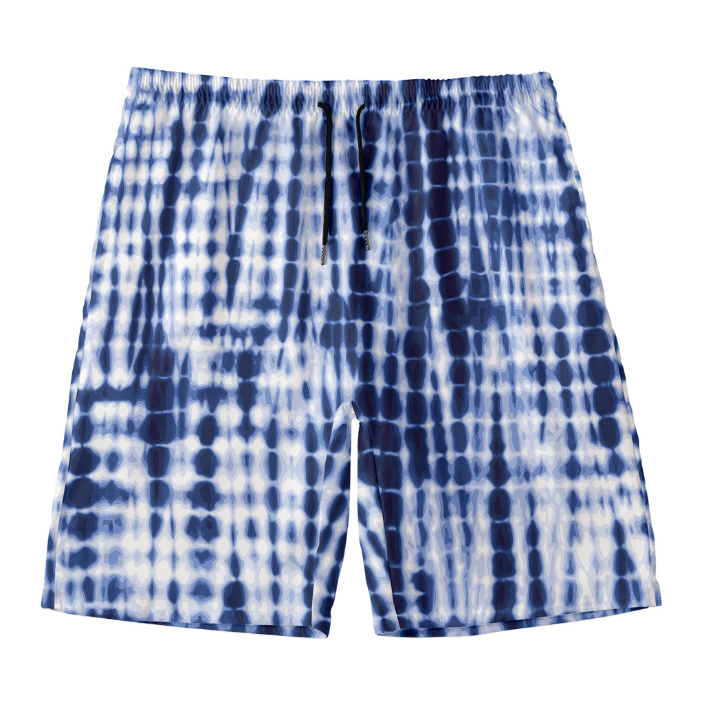 Blue Tie Dye Shibori Print Men's Swim Trunks