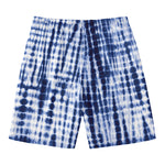 Blue Tie Dye Shibori Print Men's Swim Trunks