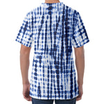 Blue Tie Dye Shibori Print Men's Velvet T-Shirt