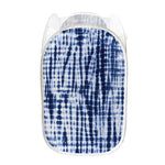 Blue Tie Dye Shibori Print Mesh Laundry Hamper