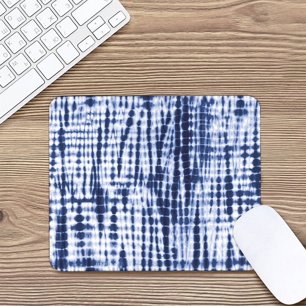 Blue Tie Dye Shibori Print Mouse Pad