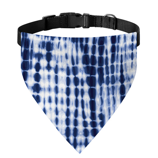 Blue Tie Dye Shibori Print Over The Collar Dog Bandana