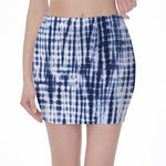 Blue Tie Dye Shibori Print Pencil Mini Skirt