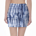 Blue Tie Dye Shibori Print Pencil Mini Skirt