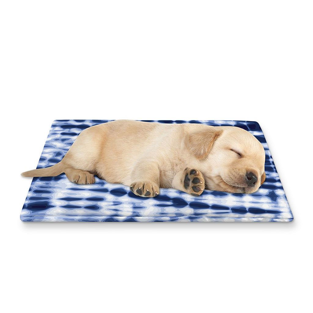 Blue Tie Dye Shibori Print Pet Cooling Mat Cover