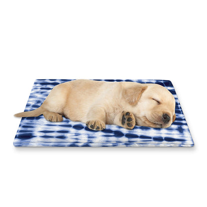 Blue Tie Dye Shibori Print Pet Cooling Mat Cover