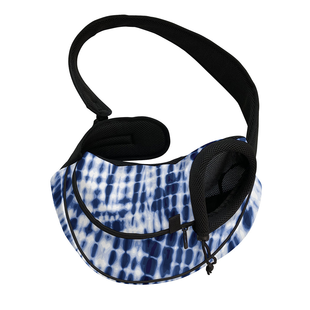 Blue Tie Dye Shibori Print Pet Sling Carrier