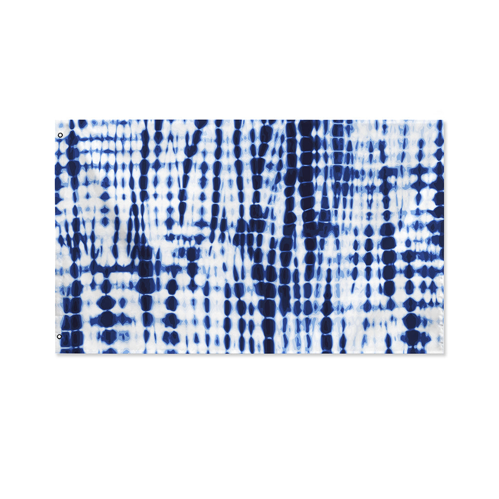 Blue Tie Dye Shibori Print Polyester Flag
