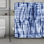 Blue Tie Dye Shibori Print Polyester Shower Curtain