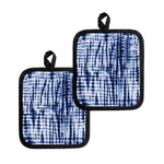 Blue Tie Dye Shibori Print Pot Holders