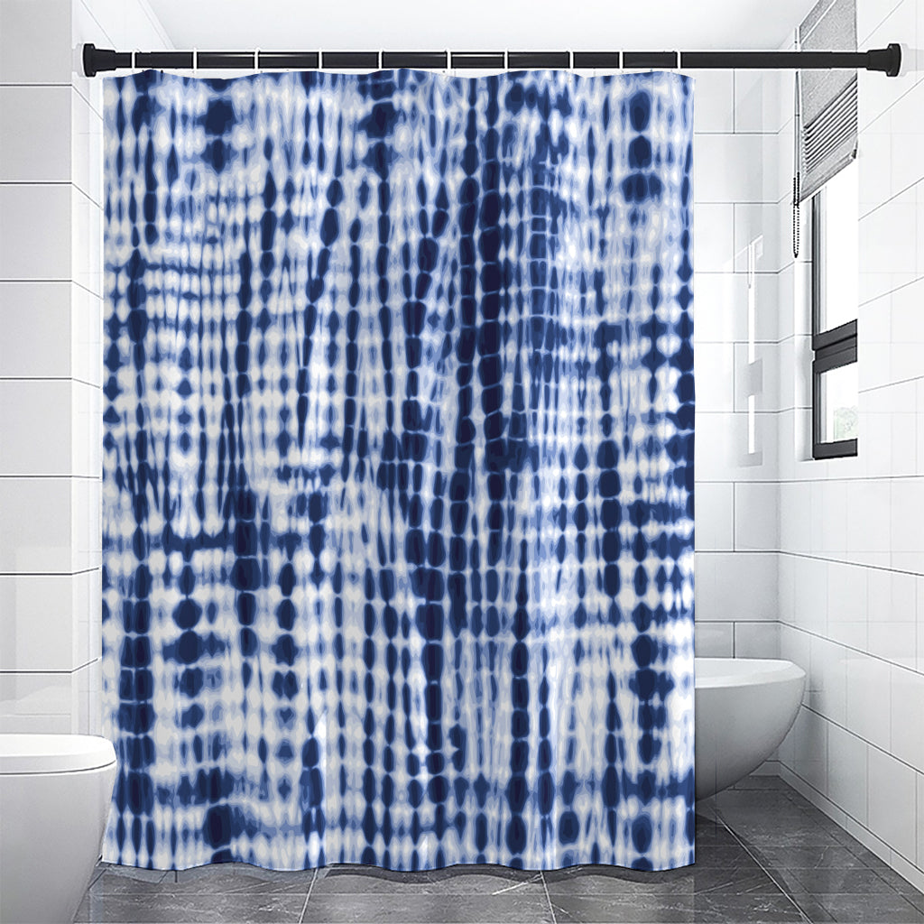 Blue Tie Dye Shibori Print Premium Shower Curtain