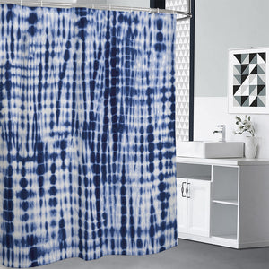 Blue Tie Dye Shibori Print Premium Shower Curtain