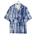 Blue Tie Dye Shibori Print Rayon Hawaiian Shirt