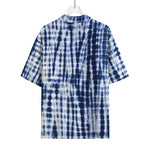 Blue Tie Dye Shibori Print Rayon Hawaiian Shirt
