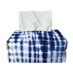 Blue Tie Dye Shibori Print Rectangle Tissue Box Cover