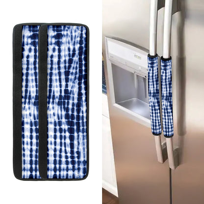 Blue Tie Dye Shibori Print Refrigerator Handle Covers