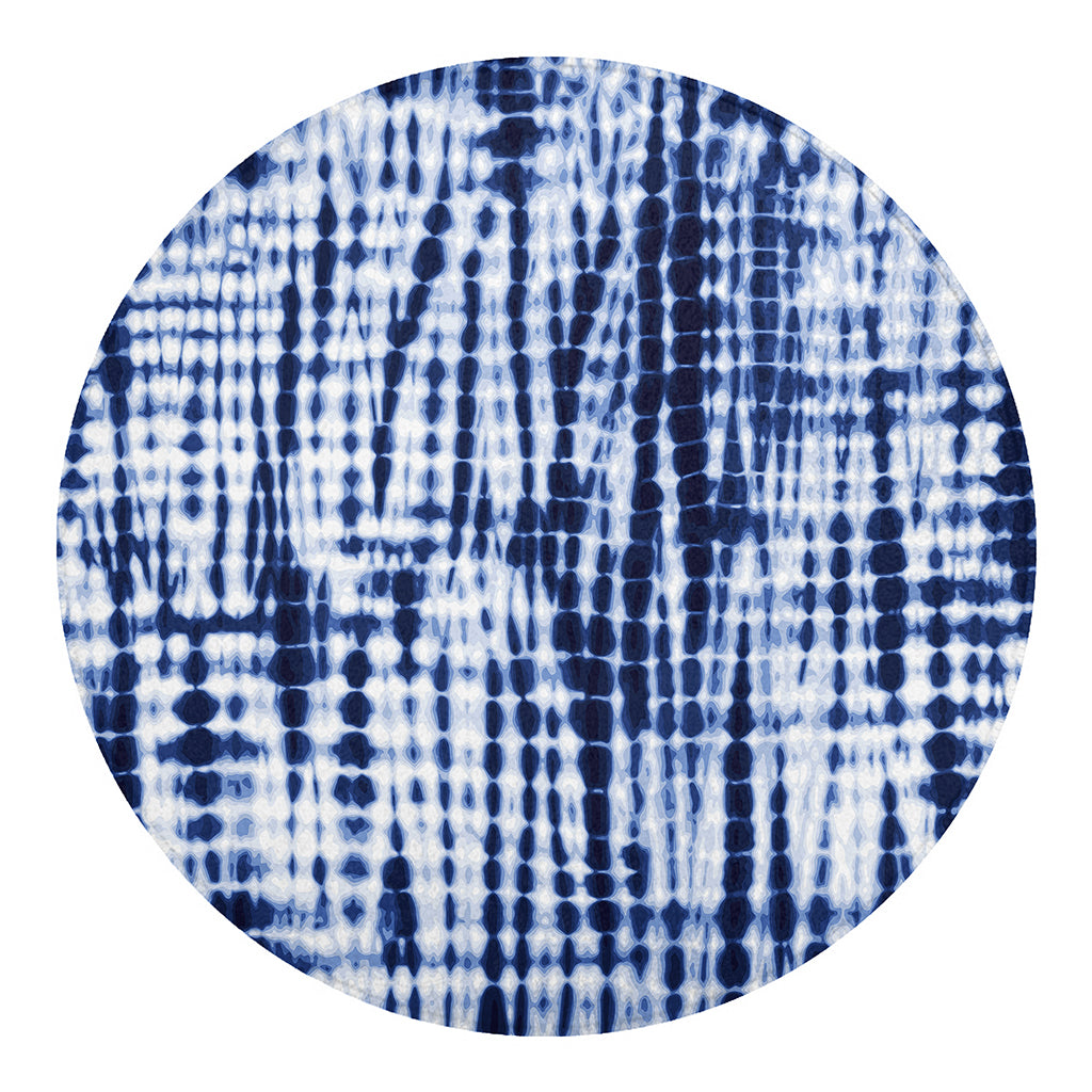 Blue Tie Dye Shibori Print Round Blanket