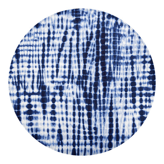 Blue Tie Dye Shibori Print Round Blanket