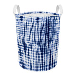 Blue Tie Dye Shibori Print Round Laundry Basket