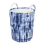 Blue Tie Dye Shibori Print Round Laundry Basket
