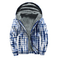 Blue Tie Dye Shibori Print Sherpa Lined Zip Up Hoodie