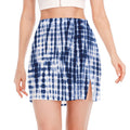 Blue Tie Dye Shibori Print Side Slit Mini Skirt