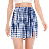 Blue Tie Dye Shibori Print Side Slit Mini Skirt