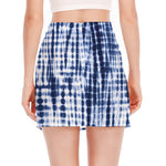 Blue Tie Dye Shibori Print Side Slit Mini Skirt