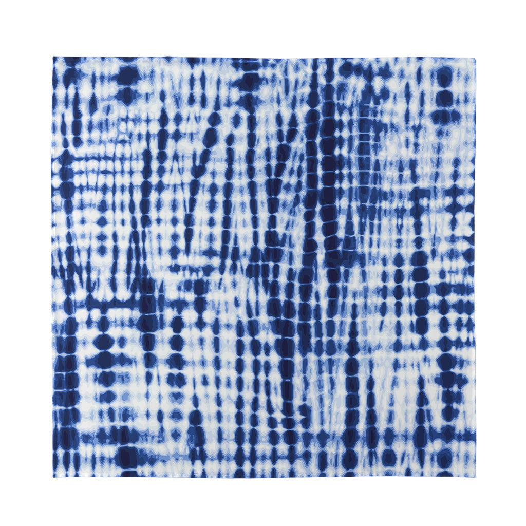 Blue Tie Dye Shibori Print Silk Bandana