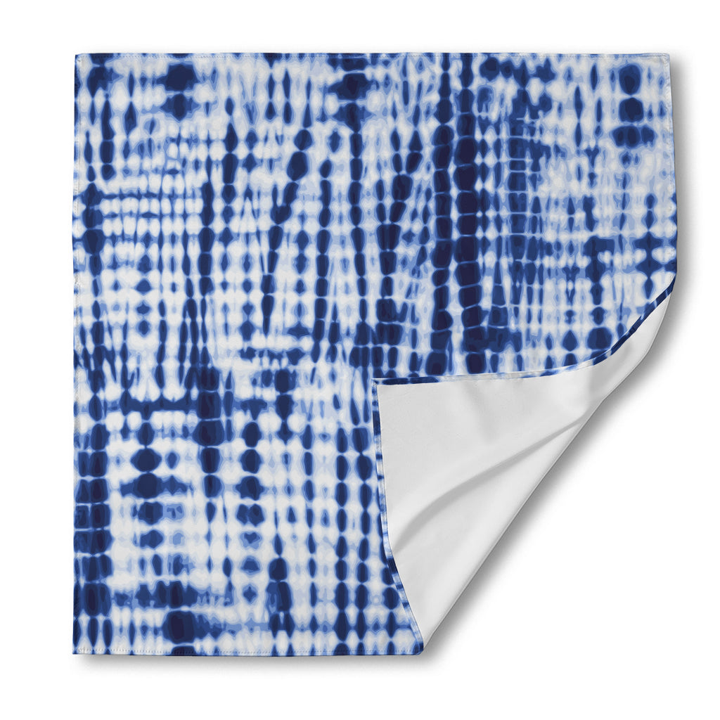 Blue Tie Dye Shibori Print Silk Bandana