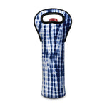 Blue Tie Dye Shibori Print Single Neoprene Wine Tote