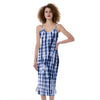 Blue Tie Dye Shibori Print Slim Fit Midi Cami Dress