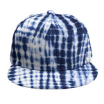 Blue Tie Dye Shibori Print Snapback Cap