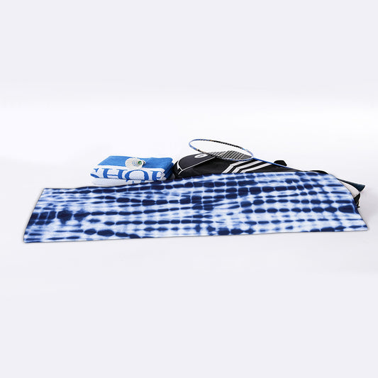 Blue Tie Dye Shibori Print Sports Towel