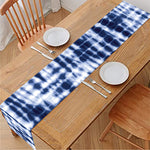 Blue Tie Dye Shibori Print Table Runner