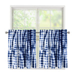 Blue Tie Dye Shibori Print Tier Curtains
