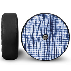 Blue Tie Dye Shibori Print Tire Cover With Camera Hole