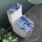 Blue Tie Dye Shibori Print Toilet Lid And Tank Cover Set