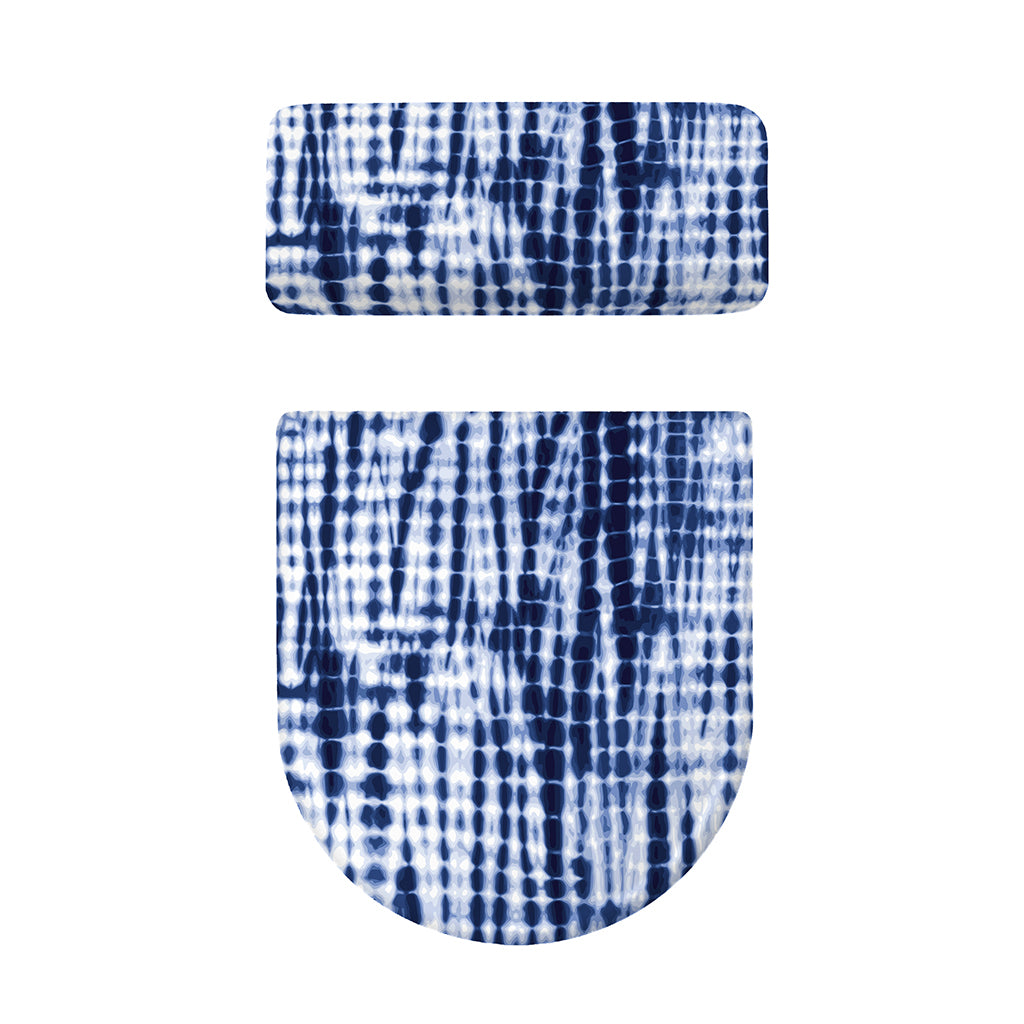 Blue Tie Dye Shibori Print Toilet Lid And Tank Cover Set