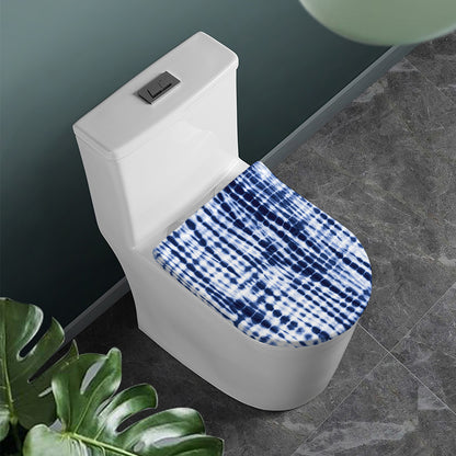 Blue Tie Dye Shibori Print Toilet Lid Cover