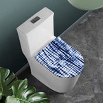 Blue Tie Dye Shibori Print Toilet Lid Cover